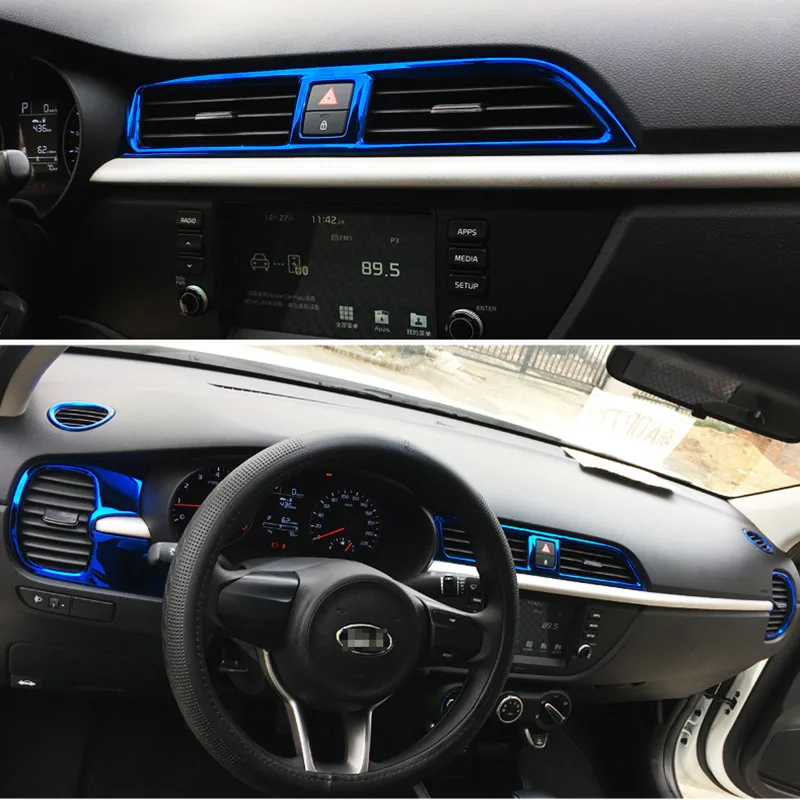 

Car Accessories Fit RIO X LINE Central Air Outlet Frame Stainless Steel Decoration Stickers Auto Interior Frame for KIA RIO 2017