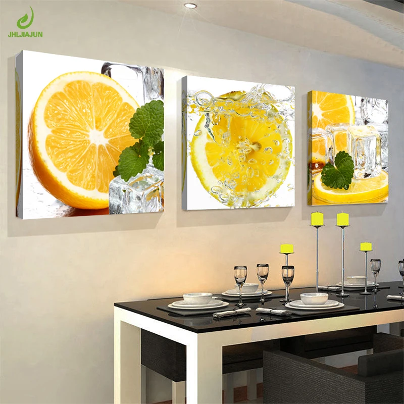 JHLJIAJUN Canvas Painting 3pcs Restaurant Half Orange Fruits Wall Art Modern Modular Pictures On For Kitchen Decor Poster