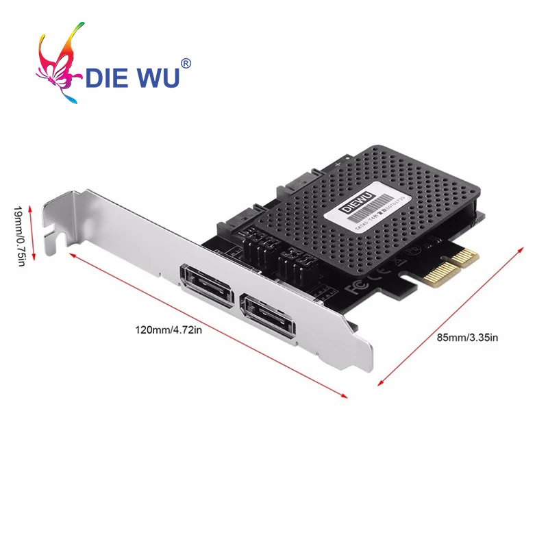 PCI Express PCI-E 1X to 2 ESATA +2 SATA3 Expansion card for ASMedia Supports hot-swapping TXB057