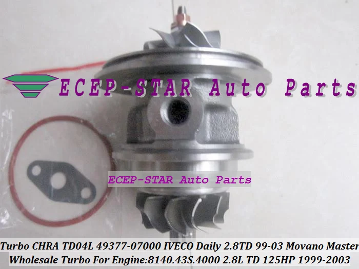 Turbo Cartridge CHRA TD04L 49377-07000 53039880075 53039880034 Turbocharger For IVECO Daily 1999-03 8140.43S.4000 2.8L TD 125HP