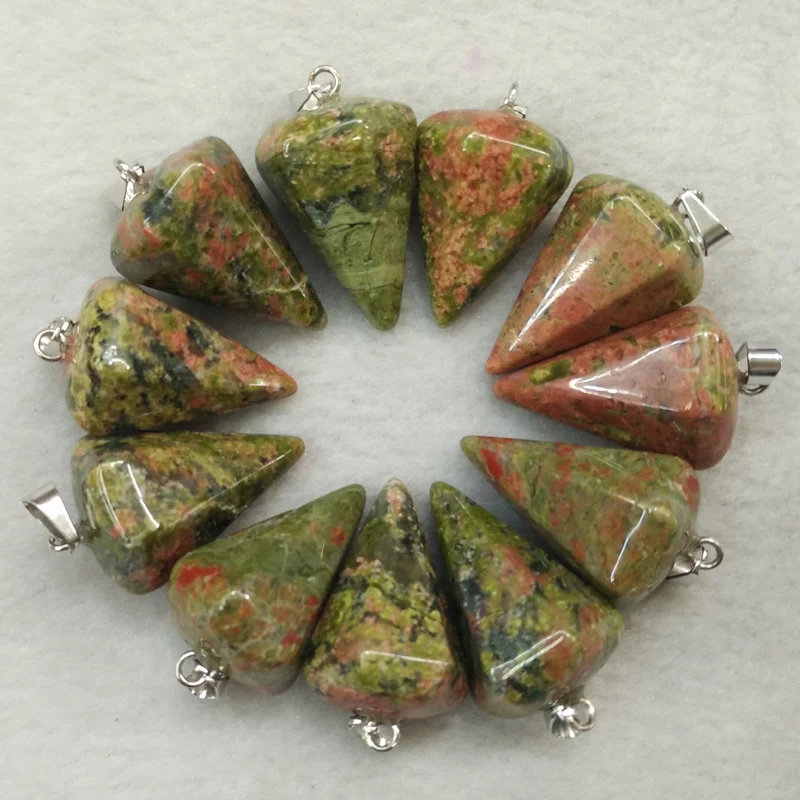 Wholesale 12pcs/lots fashion top quality natural flower green hexagon pyramis pendants for jewelry making free shipping