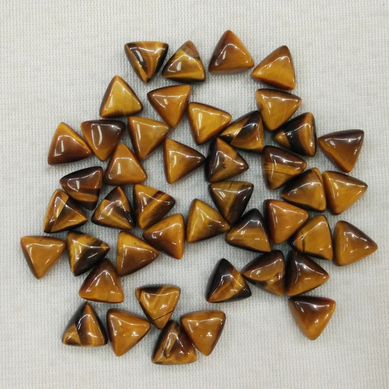 

wholesale 50pcs/lot fashion high quality natural tiger eye stone triangle cab cabochon beads 10x10x10mm for jewelry making free