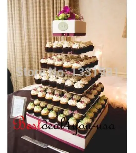 

7 Tier Clear Square Acrylic Party Cup Cake Stand 4mm Acrylic