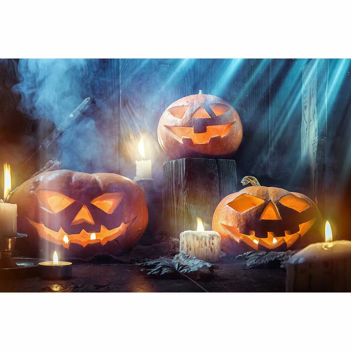 Allenjoy photography backdground Smoke Candles Haunted house Horror pumpkin backdrop newborn original design fantasy props