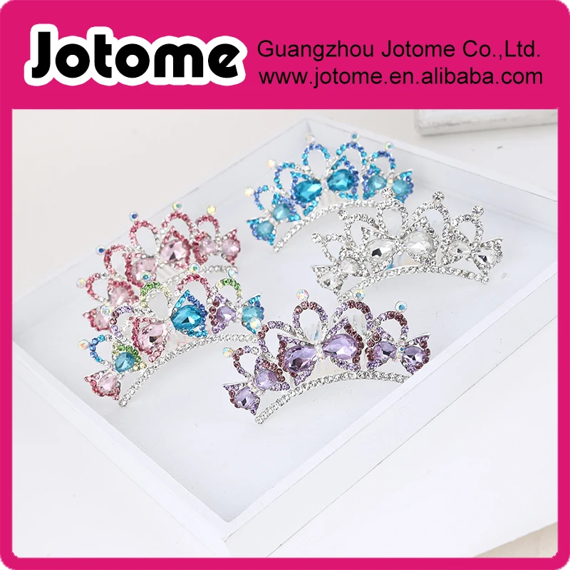 Small Waterdrop Bow Style Rhinestone Crown Hair Comb Pin