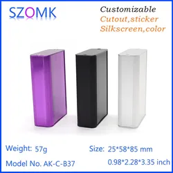 1Piece 25*58*85mm szomk hot sales pcb power switch enclosure new arrival DIY box electronics aluminum enclosure project box