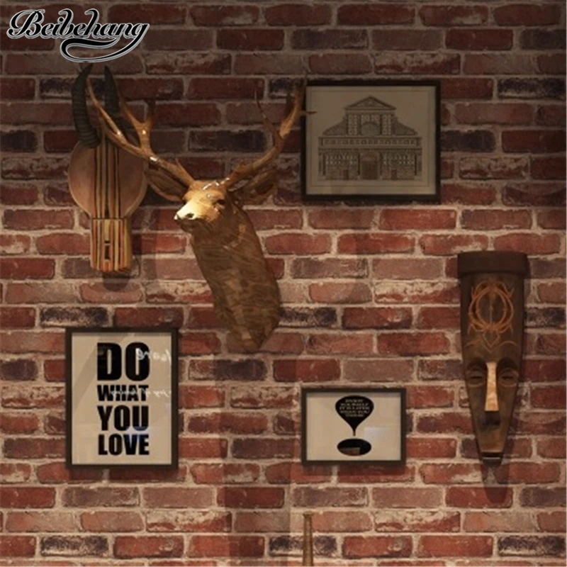 

beibehang Retro Nostalgic 3D Stereo Brick Wallpaper Cafe Bar Brick Wallpaper Restaurant Culture Brick Wallpaper papel de parede