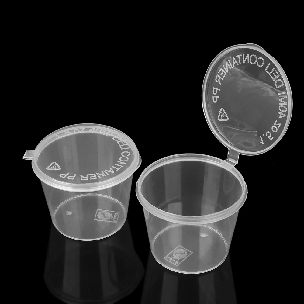 10/25Pcs 25/27/40/45ml Plastic Takeaway Sauce Cup Containers Food Box With Hinged Lids Pigment Paint Box Palette Disposable Box