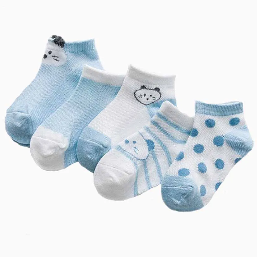 Children Mesh Socks Summer Cartoon Dot 0-8 Year New Three-dimensional Ultra-thin Boys Girls Baby Infant Socks 5 Pairs Pack