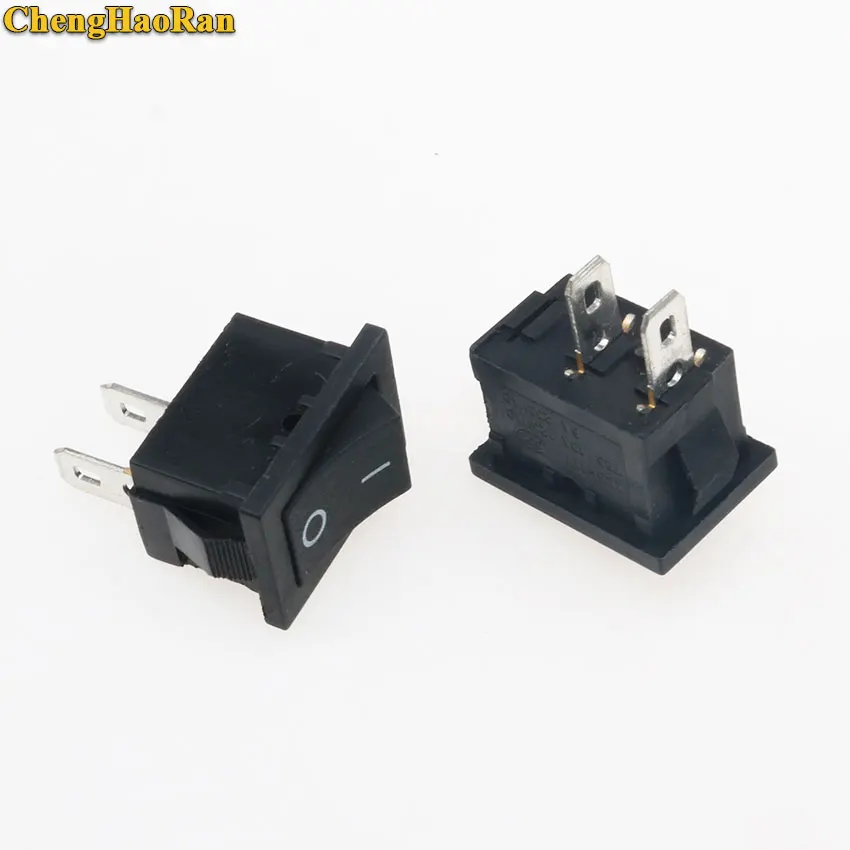 Chenghaoran Hitam Tekan Tombol Mini Switch 6A-10A 250 V 2Pin Snap-In On/Off Rocker Switch