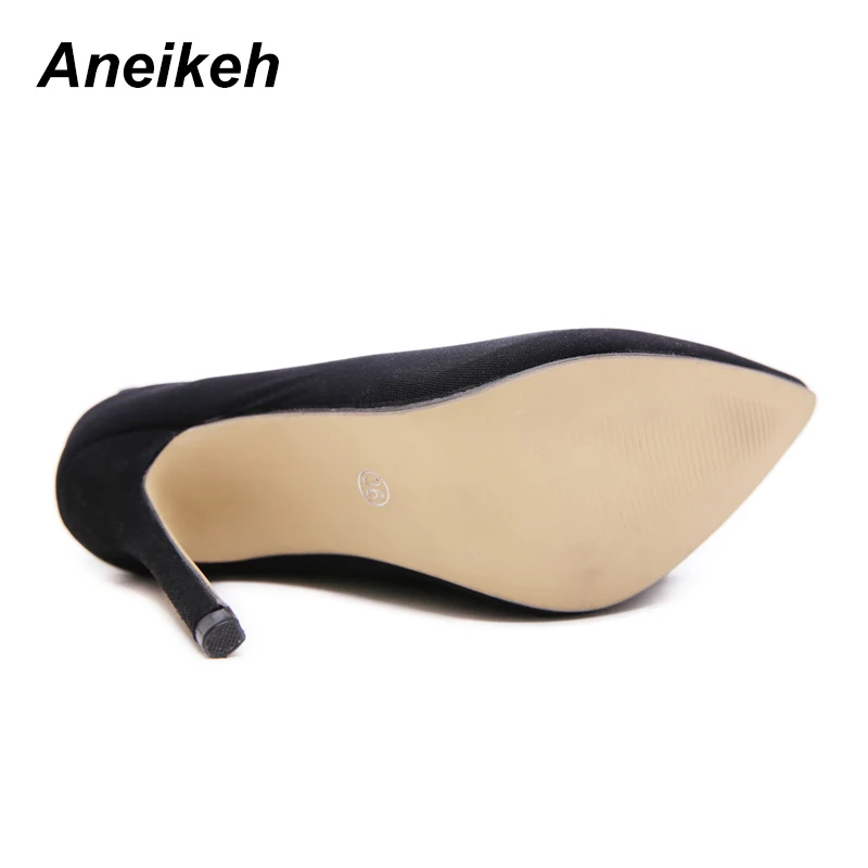 Aneikeh 2024 moda tessuto elasticizzato calzino stivali punta a punta tacco sopra il ginocchio coscia alta donna Boot botas mujer codice scarpa 41 42