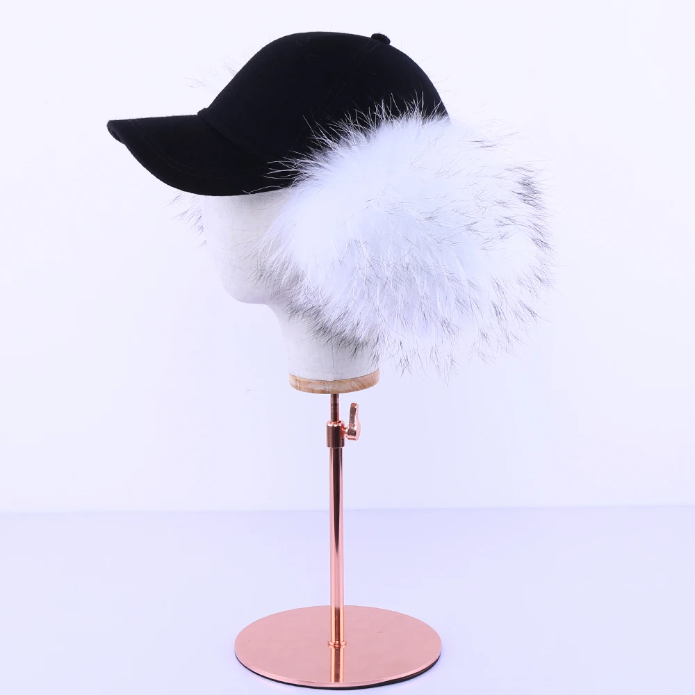 Fashion New 2020 Genuine Real Fox Fur Raccoon Fur Trim Cashmere Wool Blend Baseball Caps Winter Bomber Hats Earmuffs Cap