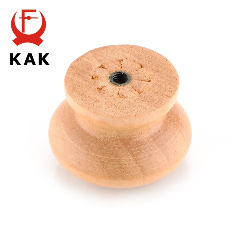 KAK-perilla de puerta de armario de madera Natural, tirador de perilla de 3,6x2,6 cm, de gran tamaño, con mango circular liso, 10 unids/lote