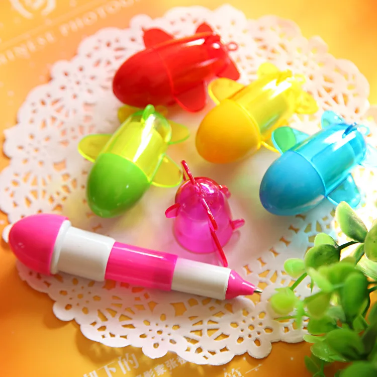 

60 Pc/Lot Creative Stationery / Mini Candy Colored Aircraft Cartoon Telescopic Retractable Ball Pen/Student Children Prize Gift