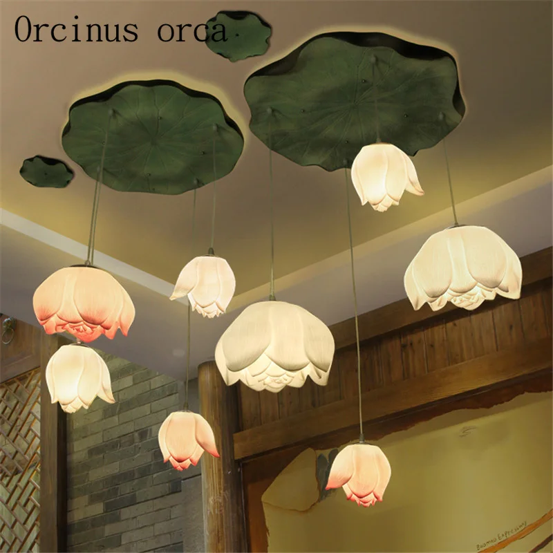 

Creative lotus classical Chinese wind chandeliers teahouse dining room living room modern Chinese lotus Chandelier free shipping