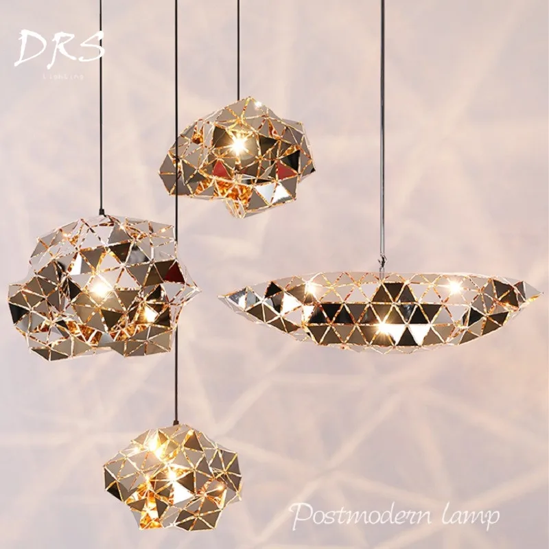 Designer Spark Ball Stainless Steel Chandelier Lighting Modern Creative Irregular Luminaria Cafe Pendente Lamp Lamparas Lustre