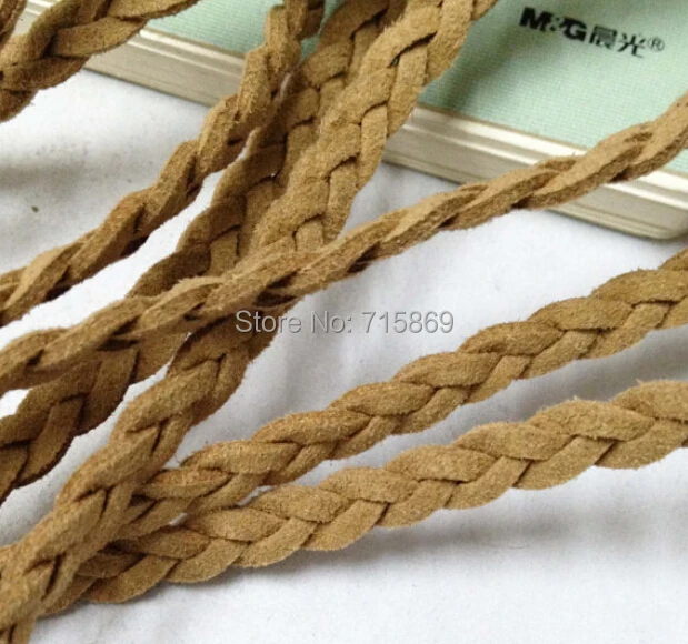 

Free Ship 100 meters 6mm*1.5mm flat soft Dark Kahki Korea fuax suede leather cord