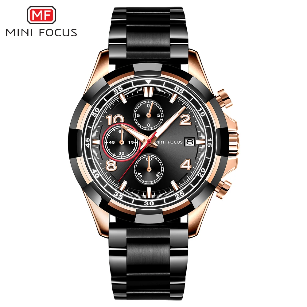 MINI FOCUS Men Watch Date Week Sport Mens Watches Chronograph Top Brand Luxury Waterproof Stainless Quartz Male Business Clock