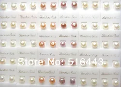 Hot Sale 100pcs Natural Freshwater Pearls Silver Plated Women Stud Earrings Wholesale Fashion Jewelry Lots A-024