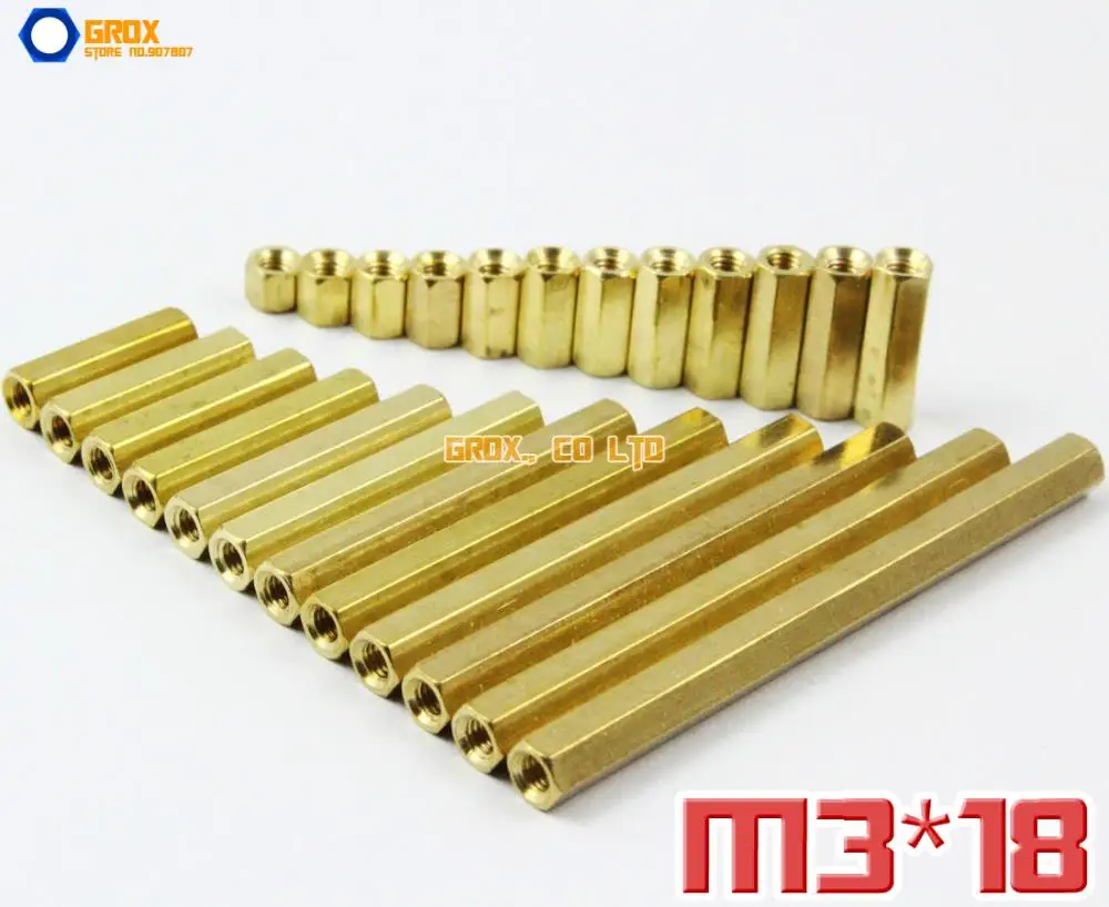 

100 Pieces Brass M3 x 18mm Female PCB Motherboard Standoff Spacer