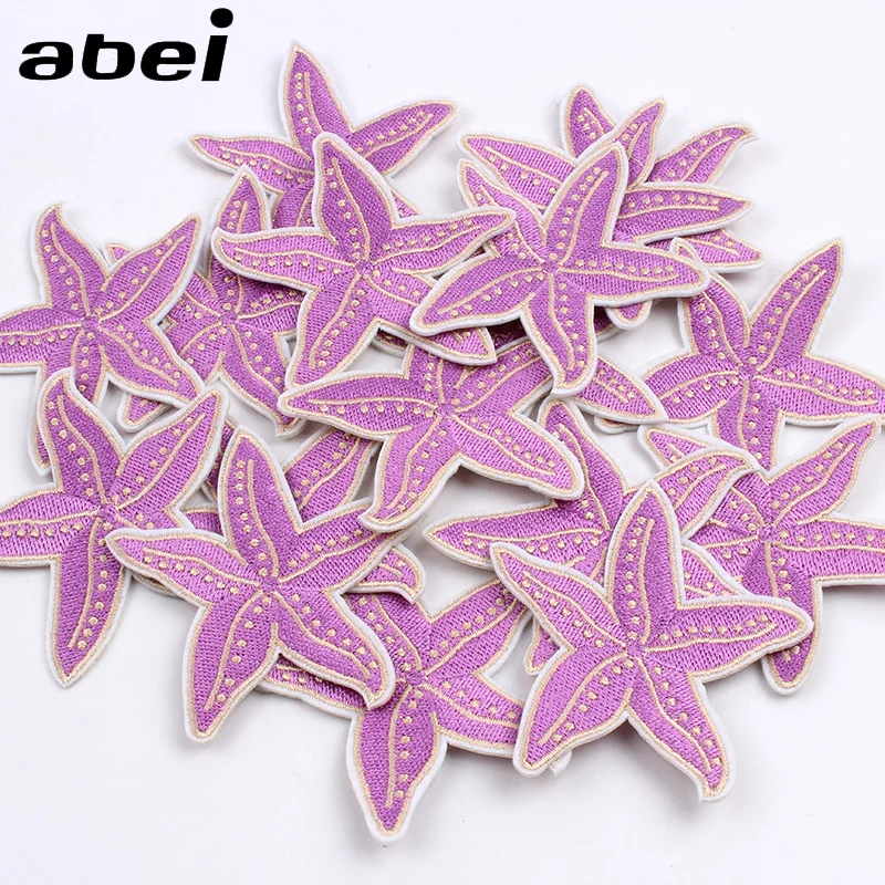 10pcs/lot Iron On Sea Star Patches Embroidered Sew On Starfish Stickers for Clothing Jean Coat Shirt Bag Shirt Repair Appliques