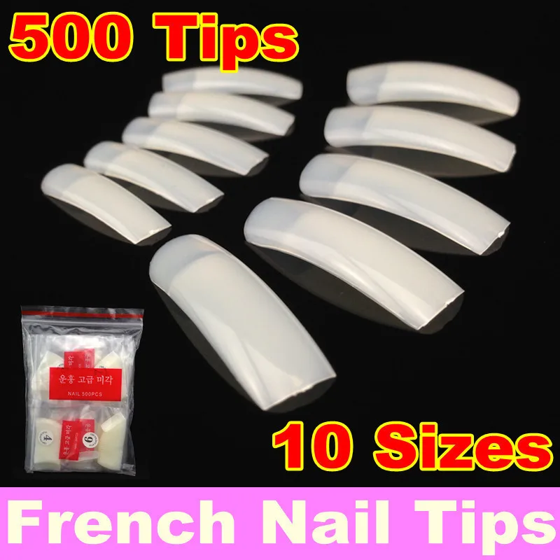 500PCS Frech False Nail Tips Natural Color Half Cover Acrylic Fake Nail Tip Manicure DIY Design Flase Nails