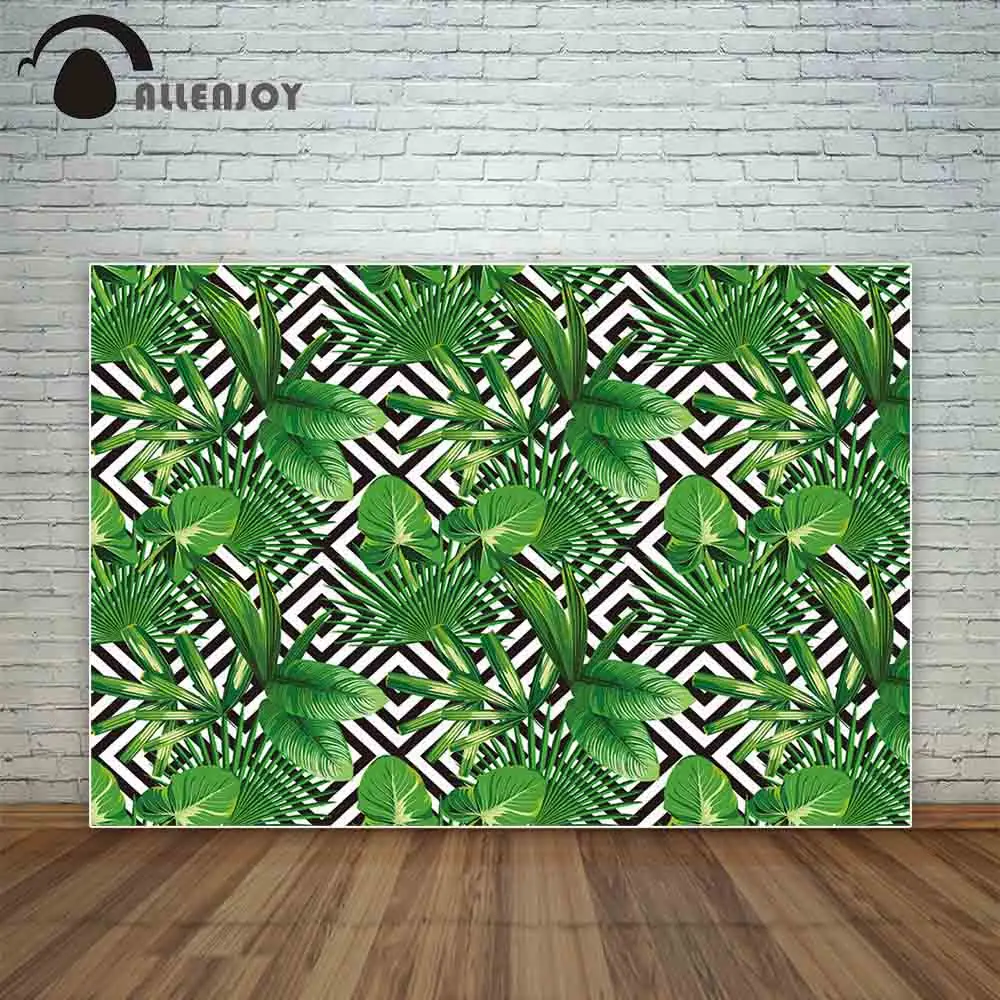 Allenjoy tropical leaves photography backdrop geometric pattern background decoration photobooth photocall photo studio shoot