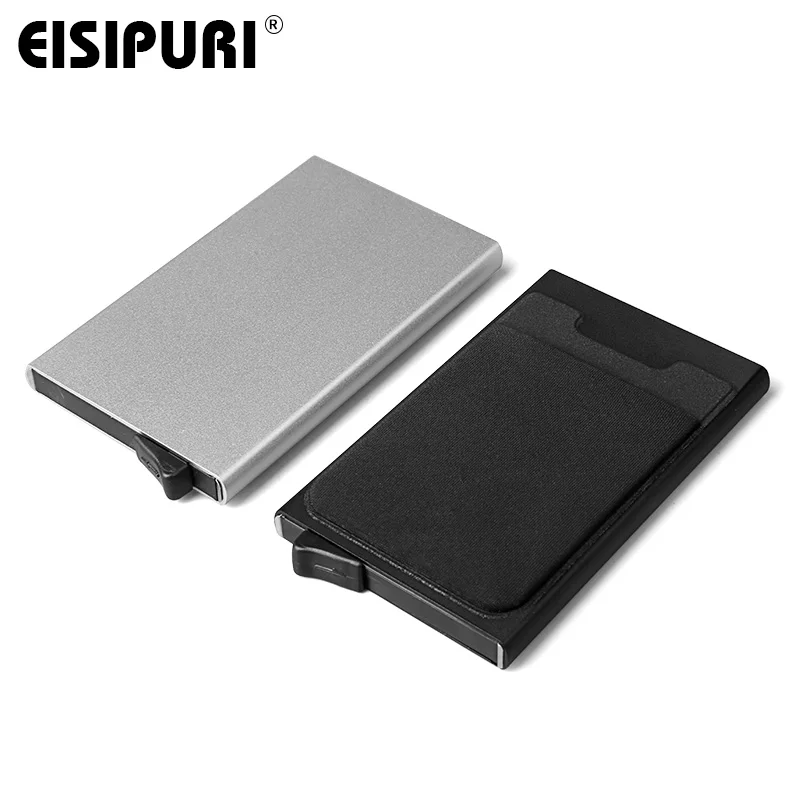 Men Aluminum Wallet With Back Pocket ID Card Holder RFID Blocking Mini Slim Metal Wallet Automatic Pop up Credit Card Coin Purse image 5