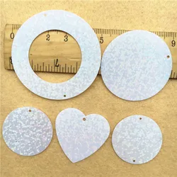 100 pz Laser bianco grandi Paillettes 3-5cm PVC anello tondo cuore Paillettes sciolte Paillettes cucito materiale panno fai da te