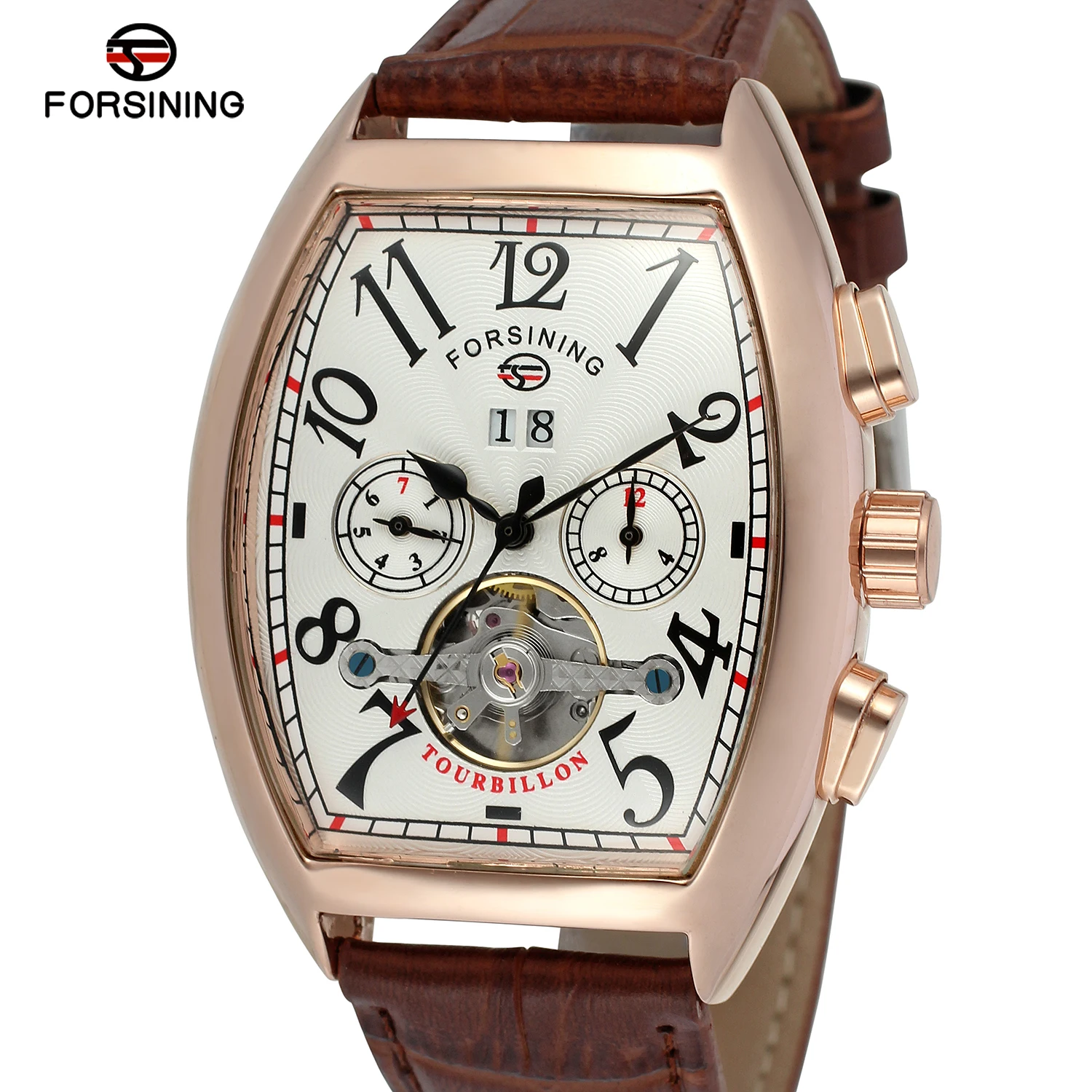 Fashion FORSINING Top Brand Tourbillon Mens Clock Military Army Sport Clock Male Luxury Automatic Mechanical Date Men Watch Gift