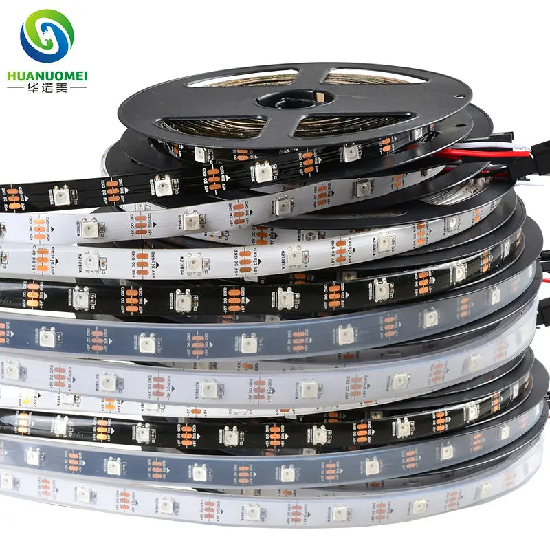 

DC5V 5050 SMD Digital 30LEDs/m WS2812B LED Strip WS2812 Pixel RGB Flexible Tape Light WS2811 Chip White Black PCB IP20 IP65 IP67