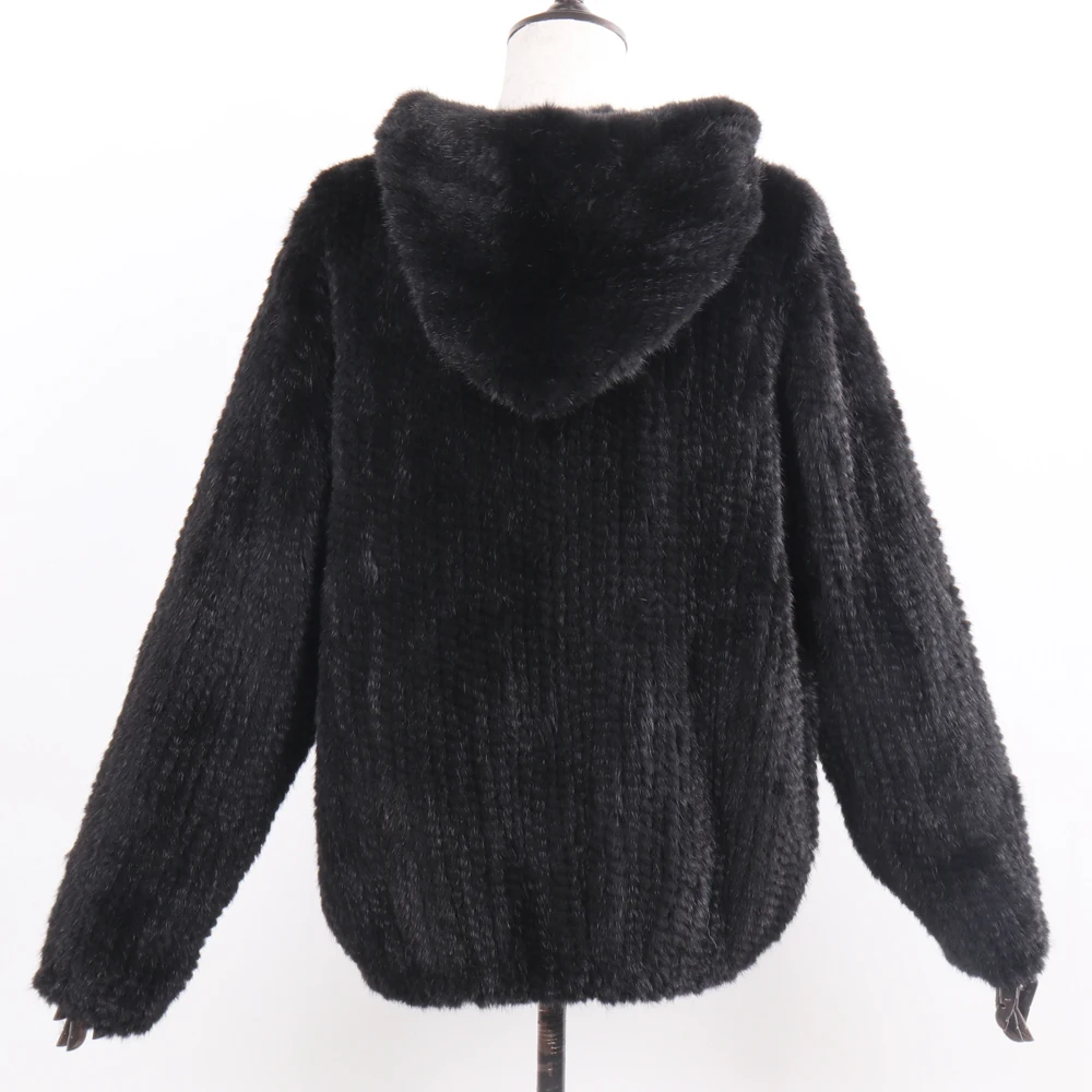 Abrigo con capucha de piel de visón Real para mujer, chaqueta de piel de visón auténtica, cálida, a la moda, de calidad Natural, para invierno