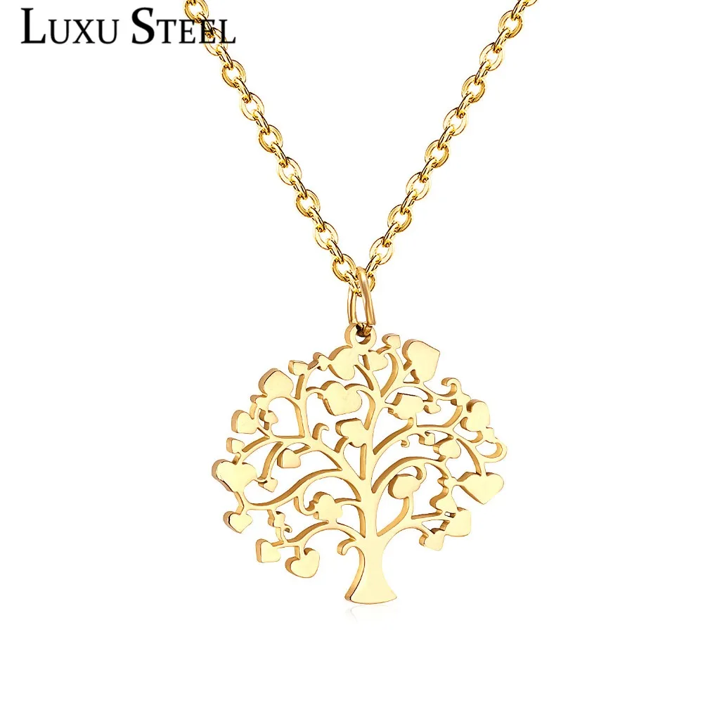 Luxus Stahl Mädchen Halskette Gold Farbe Edelstahl Weihnachts baum Anhänger Halskette Frauen Kragen Halsreif Halskette Party Großhandel