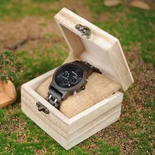 Men's Wooden Chronograph Watch with Metal Strap #6