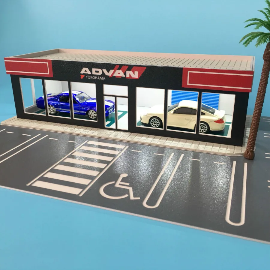 1/64 Car Model Scene Exhibition Hall Repair Modified Factory Architecture Diorama Ho Train N Scale Railway Layout