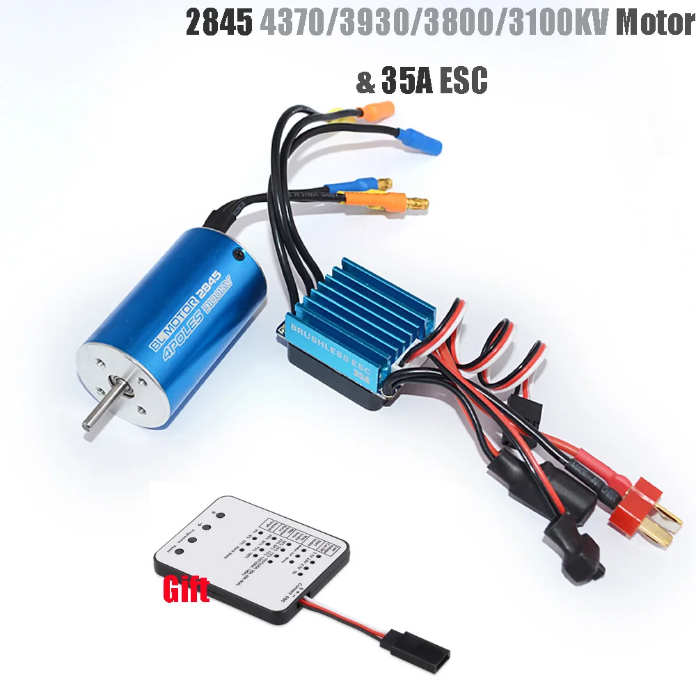 Rc 2845 4370/3930/3800/3100KV Brushless Motor+ 35A Brushless ESC + Program Card for 1/14 1/16 1/18 RC Car