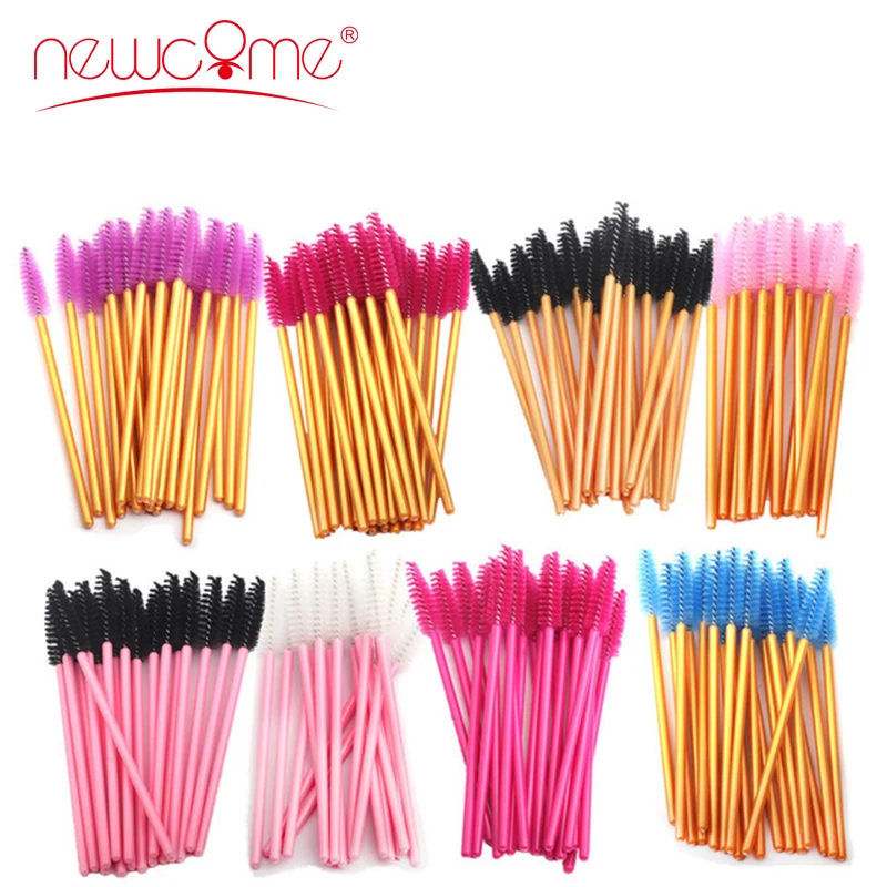 

NEWCOME 50pcs One-Off Disposable Eyelash Brush Mascara Makeup Applicator Wands Eyelash Extension Makeup Brushes Make Up Brushes