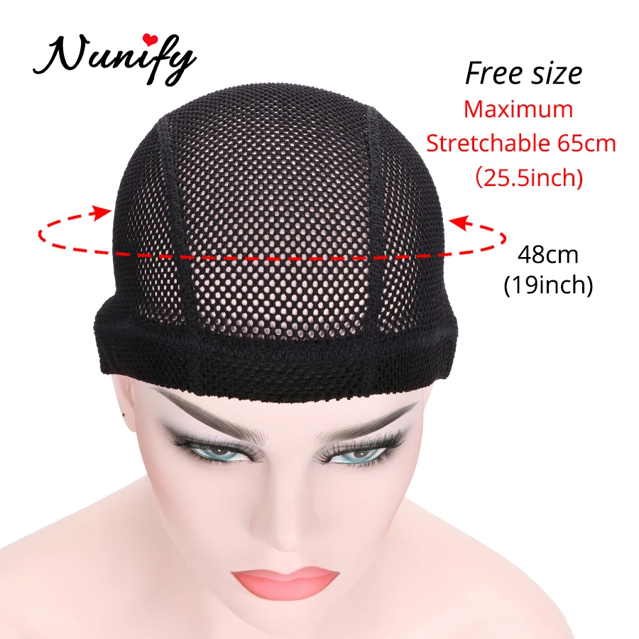 Top Nunify 6Pcs 12Pcs Wholesale Big Hole Breathable Wig Caps For Making Wigs Black Braided Dome Cap Wig Accessories For Crochet