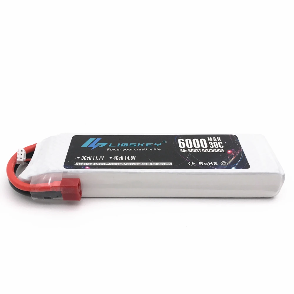 Limskey RC Lipo 2S Battery Hard Case 7.4V 6000mAh 30C MAX 60C For Traxxas Slash Emaxx RC 1/10 Car Truck Drone Helicopter
