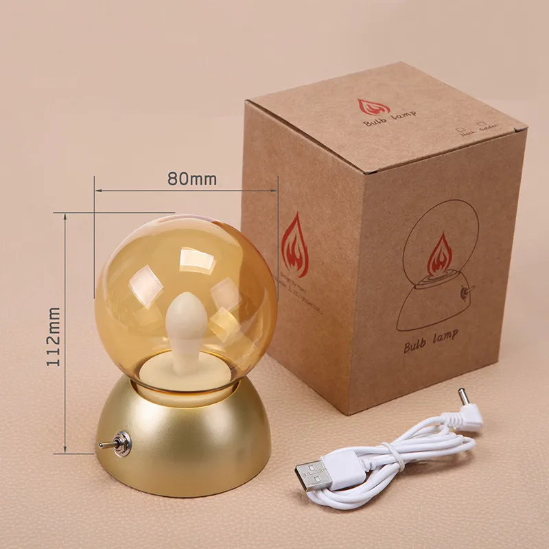 Multicolor Retro LED Night Light Bulb Lamp USB Rechargeable Table Desk Lamp Bedroom Bedside Night Lamp Home Decor Creative Gift