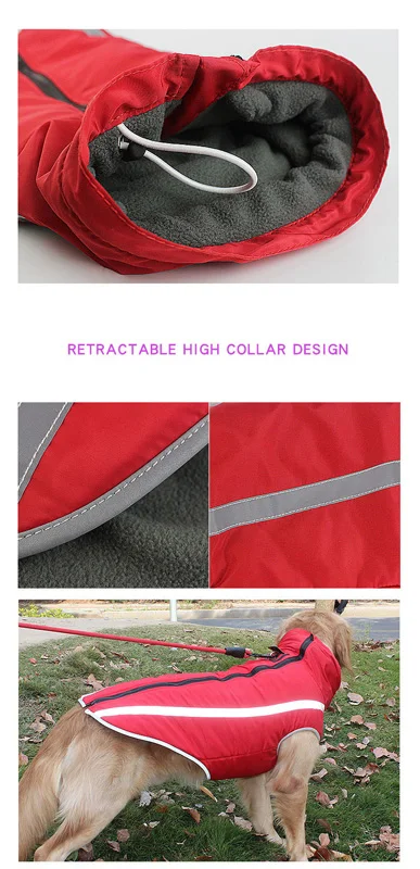 Winterwarmer Mantel für große Hunde, Fleece-Futter, wasserdichte Haustierjacke für große und mittelgroße Hunde, reflektierende Weste, Bulldogge, Labrador-Kostüme – Detail 10