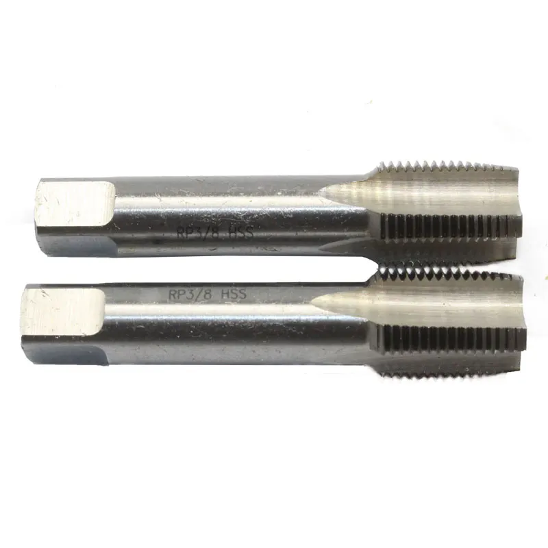 Grifo de rosca de tubo cónico para mano derecha, herramienta de rosca interna cilíndrica, enchufe de rosca cónica, 3/8 RP, HSS, 1 ud.