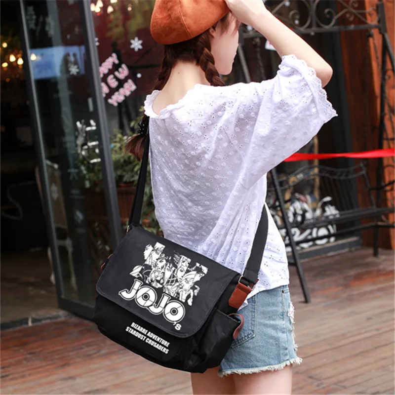 JoJo\'s Bizarre Adventure Print Anime School Bags Cosplay Crossbody Bags for Women Canvas Oxford Shoulder Bags Girls Small Bags