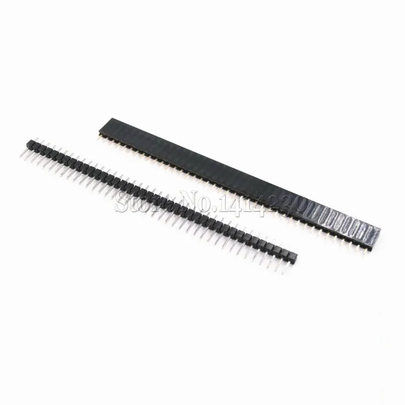 10Pairs 20PCS 40 Pin 1x40 Single Row Male and Female 2.54mm Breakable Pin Header PCB JST Connector Strip for Arduino Black