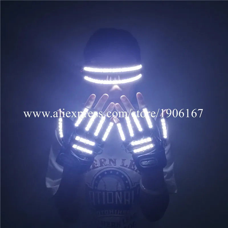 Super Bright Led Luminous Halloween Glasses Led Lighting Illuminated Dancer Gloves DS DJ Stage Performance Clothes Led Props