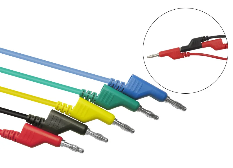 Hot Cleqee P1037 1Set 5Pcs 1M 4mm Banana Plug to Alligator Clip Crocodile Test Probe Lead Wire Test Cable