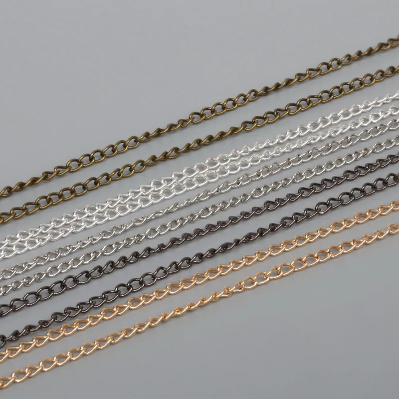 

5m/lot 4*3mm Rhodium/Silver/Gold/Gunmetal /Antique Bronze Plated Iron Chains Fitting For Make Necklace Bracelet Jewelry Findings