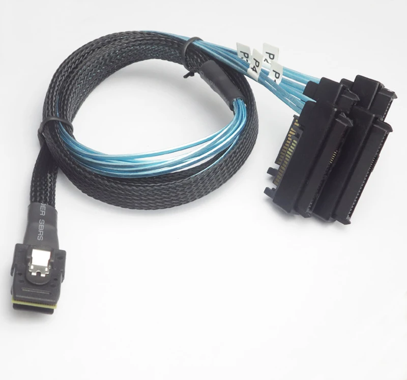 

Free Shipping 6G Mini SAS 36P SFF-8087 to 4 SFF-8482 29P Connectors with SATA Power Cable 50cm