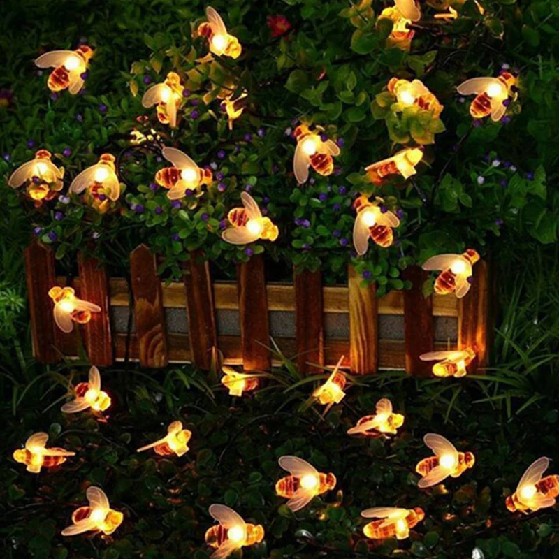 

Solar Led Strip Solar Lamp Outdoor Waterproof Bee String Fairy Lights Honey String Solar Power 20/50LED Fence Christmas Lights