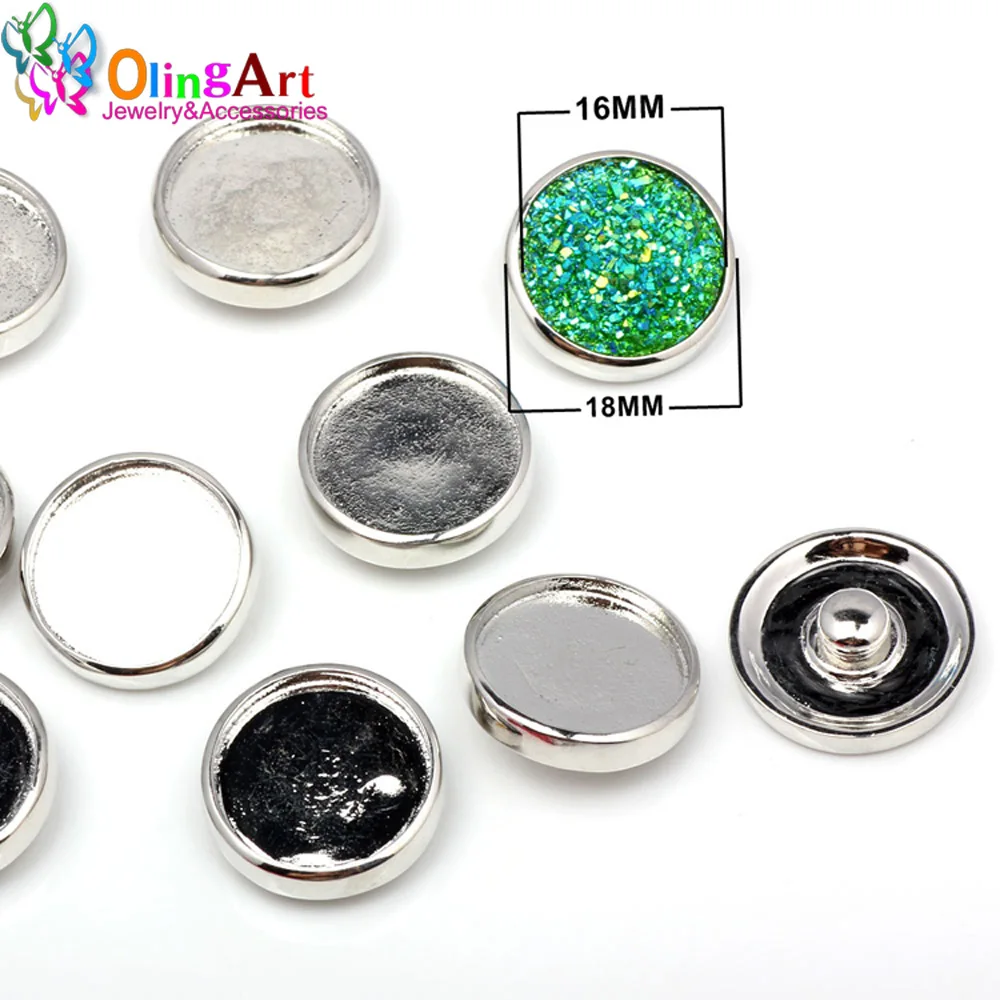 OlingArt 2pcs/lot 18mm Round Snap Button buckle For 16MM interface DIY  Bracelet/necklace/Pendant Charms jewelry making